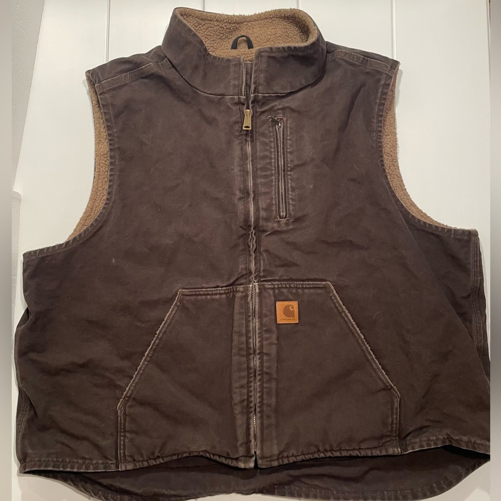 Carhartt Sherpa Lined Chocolate Brown Outdoor Vest, Size 2XL, V33DKB